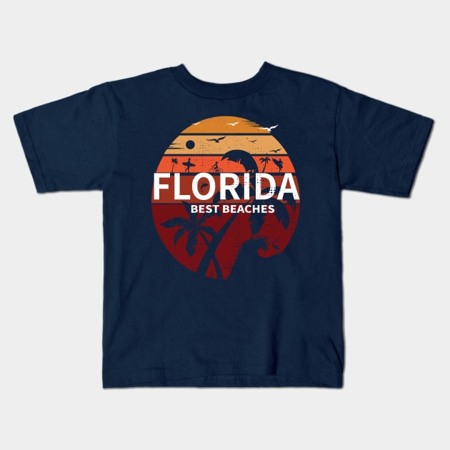 Florida T-Shirts Vintage FL Tee Vintage Florida Retro Tee Design Sunshine Men Women Kids Kids T-Shirt by Meryarts